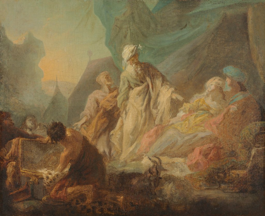 Detail of Laban Searching for His Stolen Gods, 1753 by Augustin de Saint-Aubin