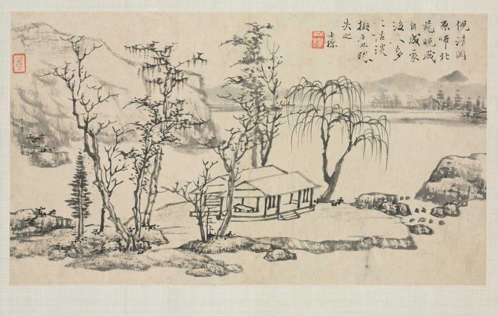 Detail of Landscape Album in Various Styles: Landscape after Ni Zan, 1684 by Zha Shibiao
