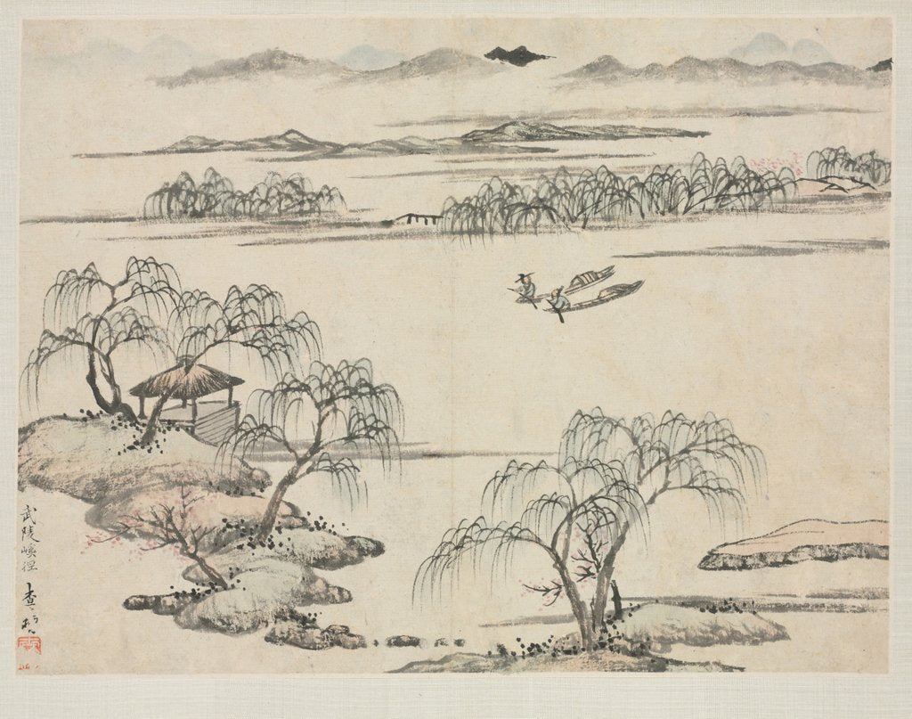 Detail of Landscape Album in Various Styles: The Stream of Wuling, 1684 by Zha Shibiao