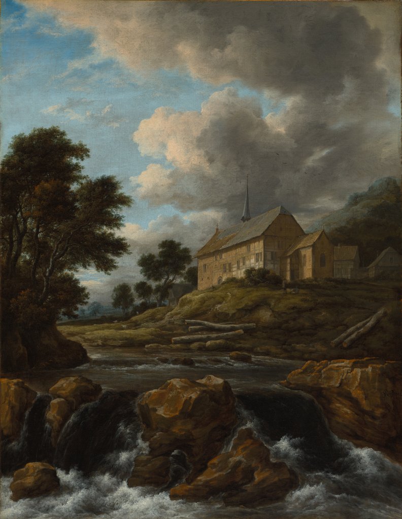 Detail of Landscape with a Church by a Torrent, c. 1670 by Jacob van Ruisdael