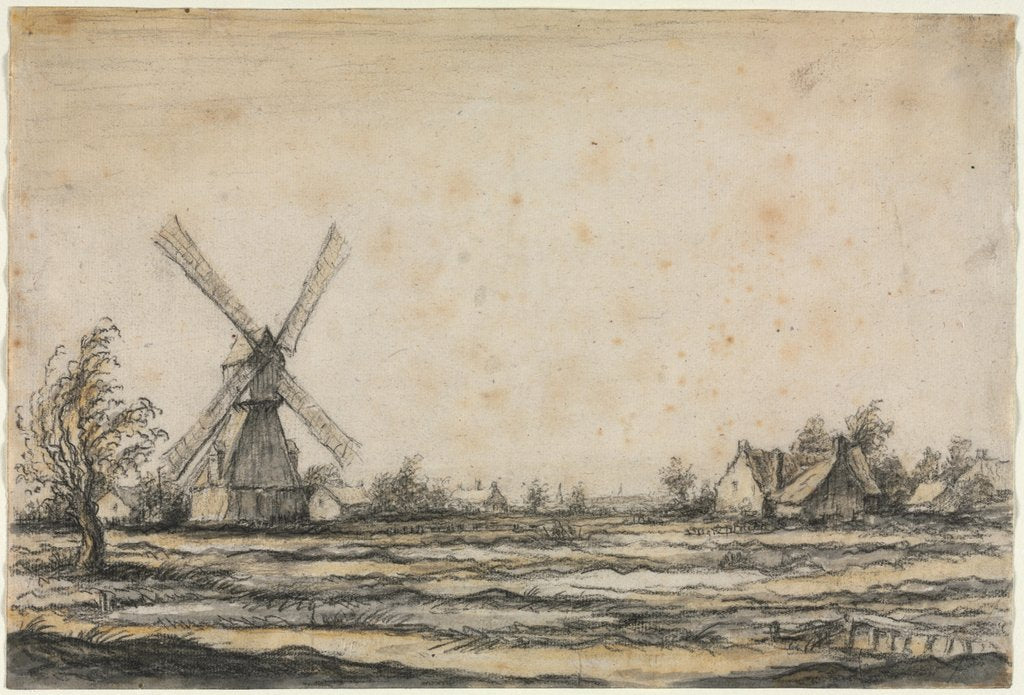 Detail of Landscape with a Windmill near a Farmstead, 1642-1644 by Aelbert Cuyp