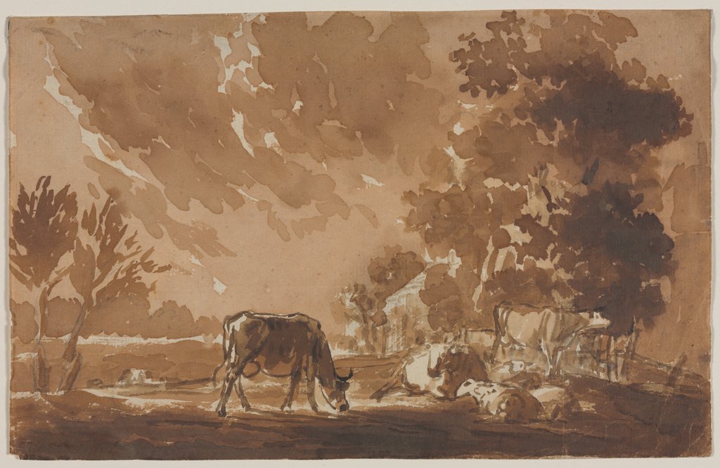 Detail of Landscape with Cattle, second or last third 1800s by Jules Dupré