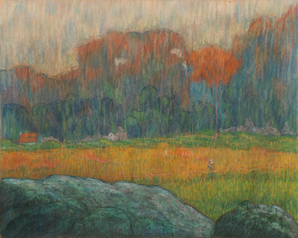Detail of Landscape with Figure and Houses, c. 1891 by Claude-Emile Schuffenecker