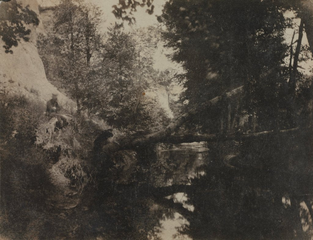 Detail of Landscape with Seated Figure on Stream Bank, c. 1856 by Frank Chauvassaignes