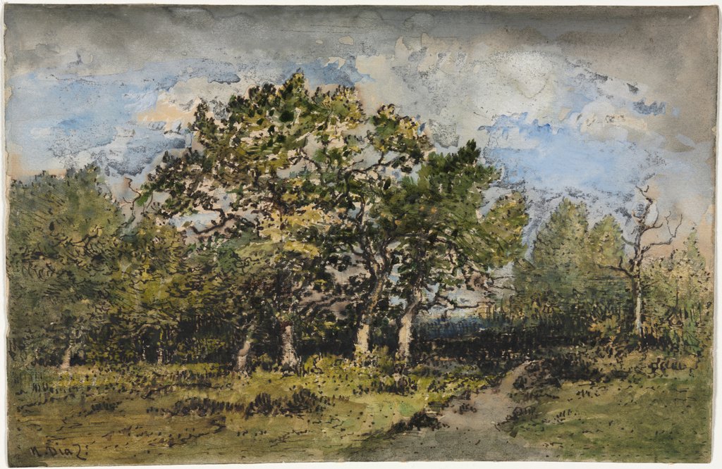 Detail of Landscape, c. 1860 by Narcisse Diaz de la Peña