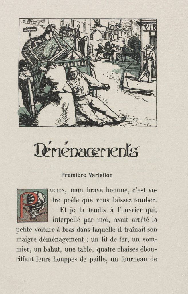 Detail of Landscapes and Street Corners: Moving, 1900 by Auguste Louis Lepère