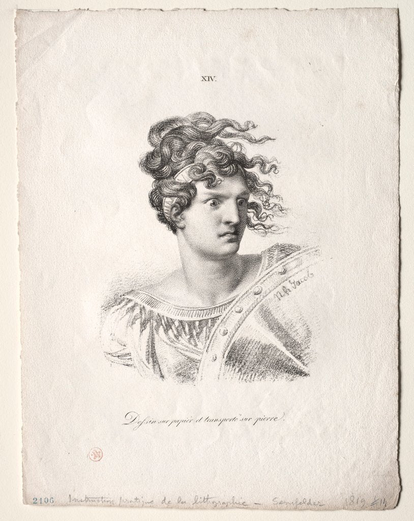 Detail of Lart de la lithographie: Head of an Amazon by Alois Senefelder