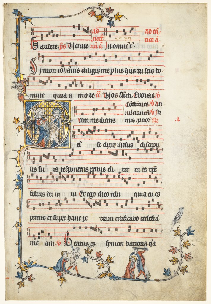 Detail of Leaf Excised from an Antiphonary: Initial Q with Saints Peter and Paul, c. 1325 by Unknown