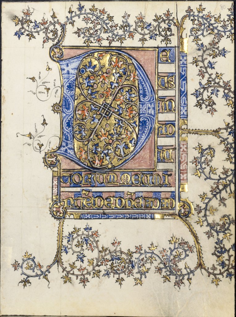 Detail of Leaf from a Book of Hours: Initial D, c. 1400 by Unknown