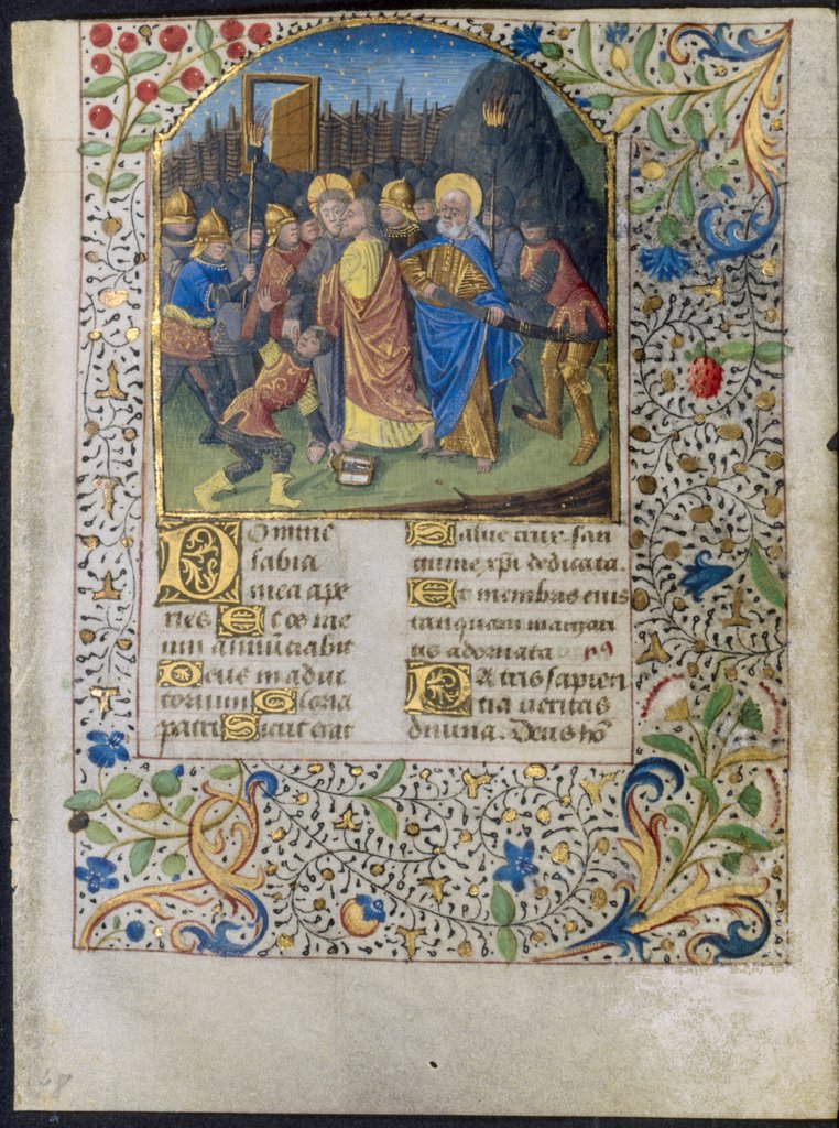 Detail of Leaf from a Book of Hours: The Betrayal of Christ, c. 1470-1485 by Maître François (circle of)