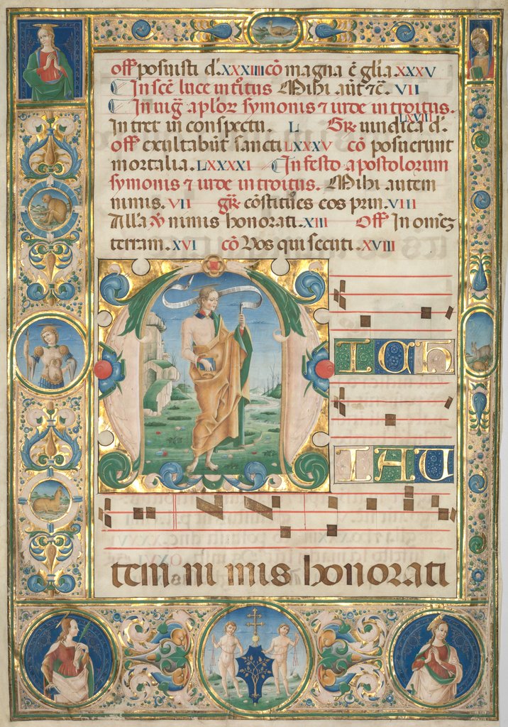 Detail of Leaf from a Gradual: Initial with St. Andrew, c. 1480 by Jacopo Filippo d' Argenta