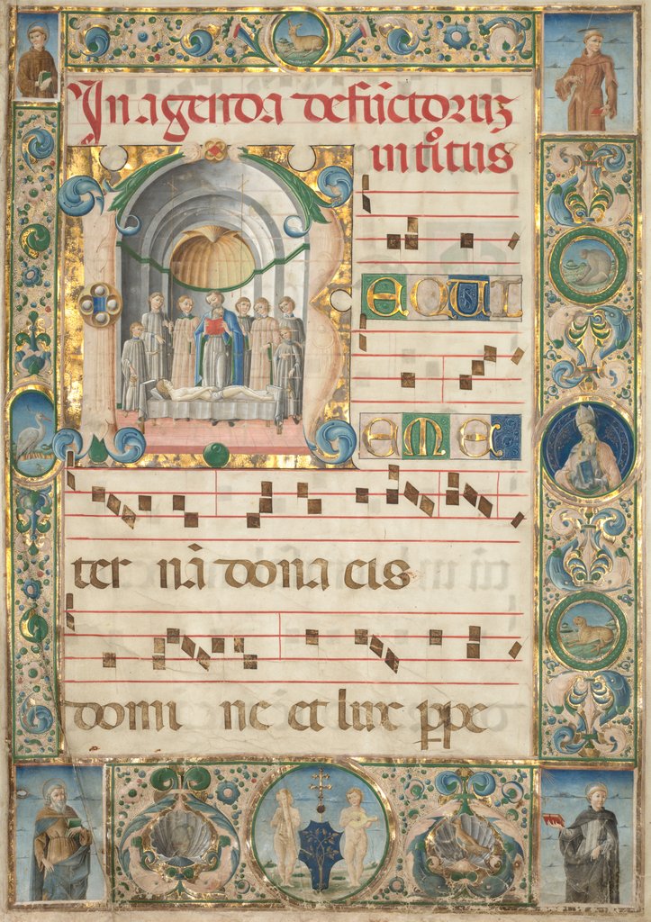 Detail of Leaf from a Gradual: Initial with Mass for the Dead, c. 1480 by Jacopo Filippo d' Argenta