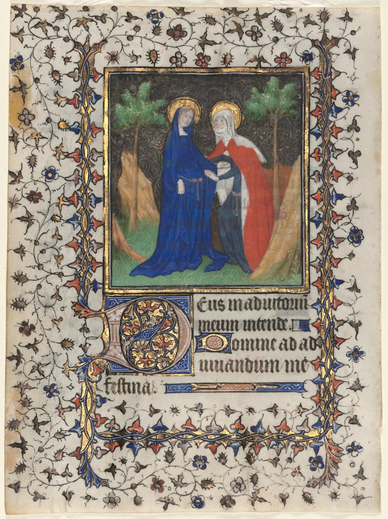 Detail of Leaves from a Book of Hours: The Visitation and Christ in Judgment, c. 1415 by Boucicaut Master
