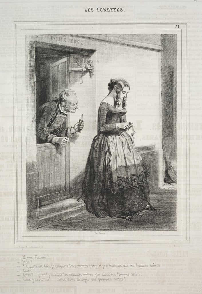 Detail of Les Lorettes, 1842 by Paul Gavarni