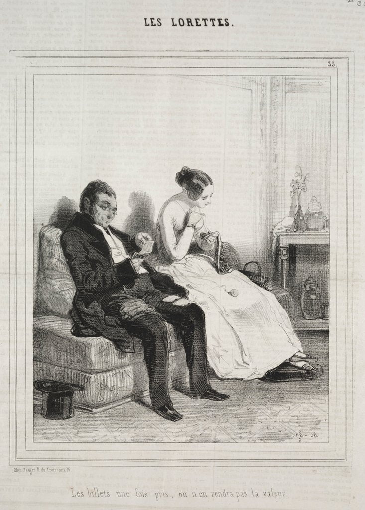 Detail of Les Lorettes, 1842 by Paul Gavarni