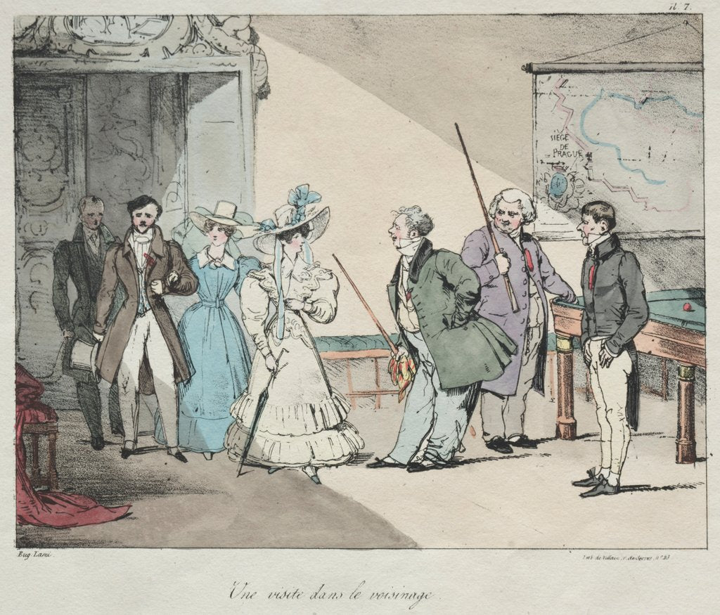 Detail of Life of the Chateau: A Visit in the Neighborhood, 1828 by Eugène Louis Lami