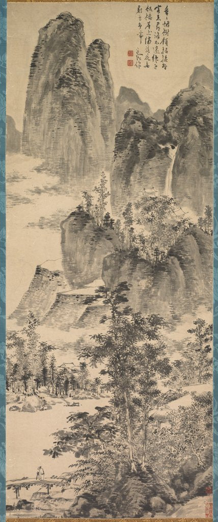 Detail of Looking for a Monastery in the Misty Mountains, 1368- 1644 by Chen Shun