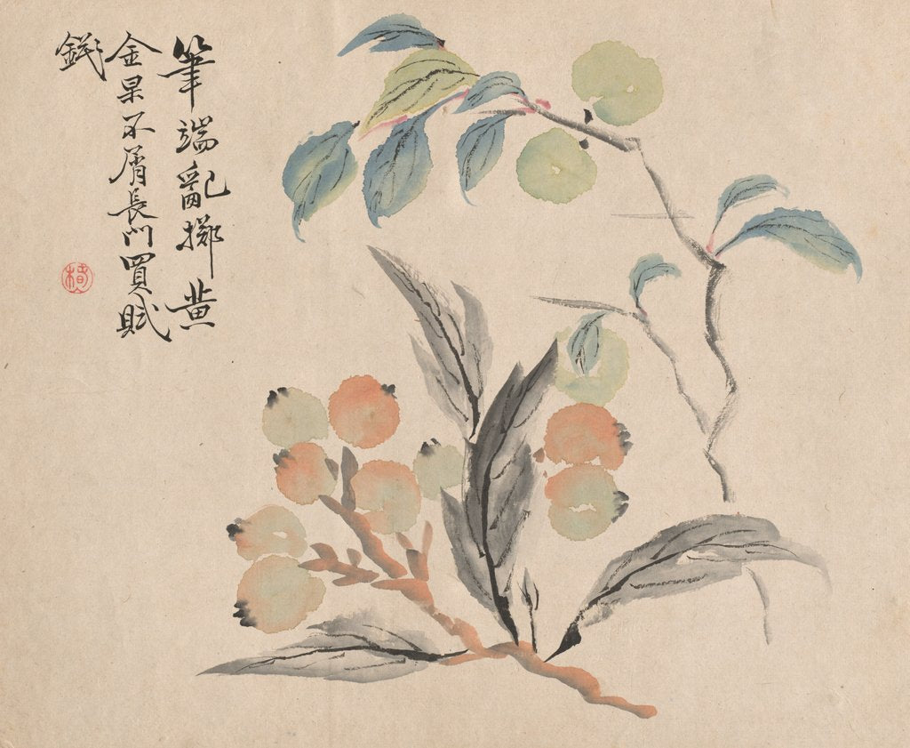 Detail of Loquat Tree of Japan by Tsubaki Chinzan