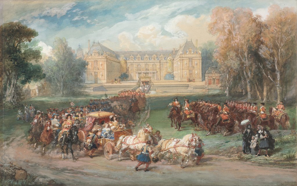 Detail of Louis XIV Driving his Coach in the Park of Versailles, 1870 by Eugène Louis Lami