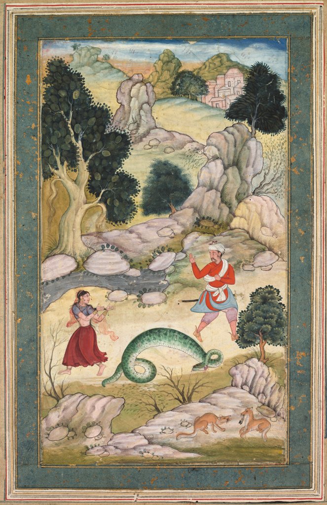 Detail of Lovers Parting, Page from a Book of Fables, c. 1590-95 by Unknown