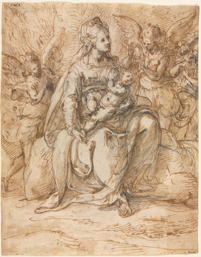Detail of Madonna and Child with Angels, late 1500s by Aurelio Luini