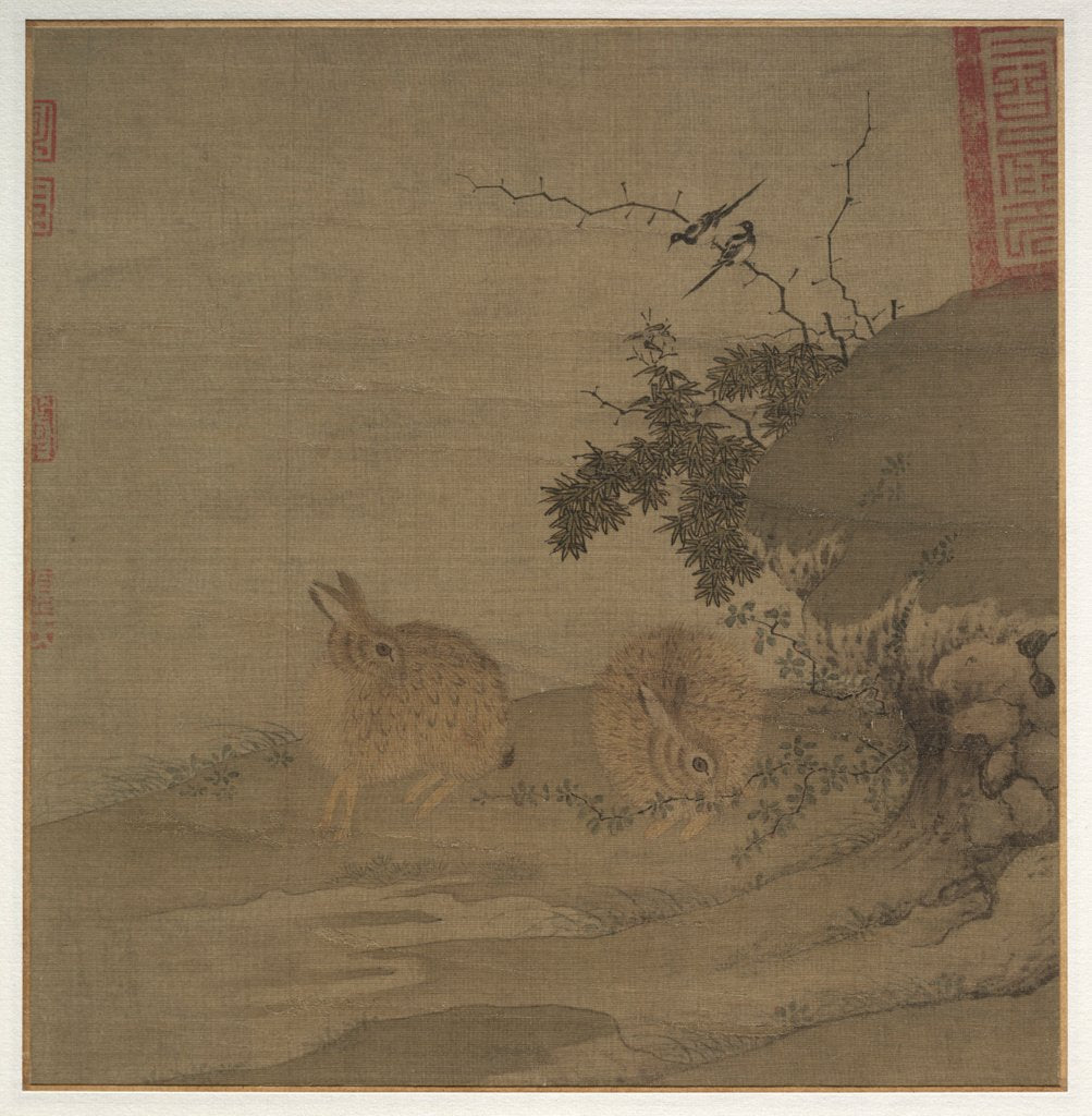 Detail of Magpies and Wild Rabbits, 1200s by Li Yong
