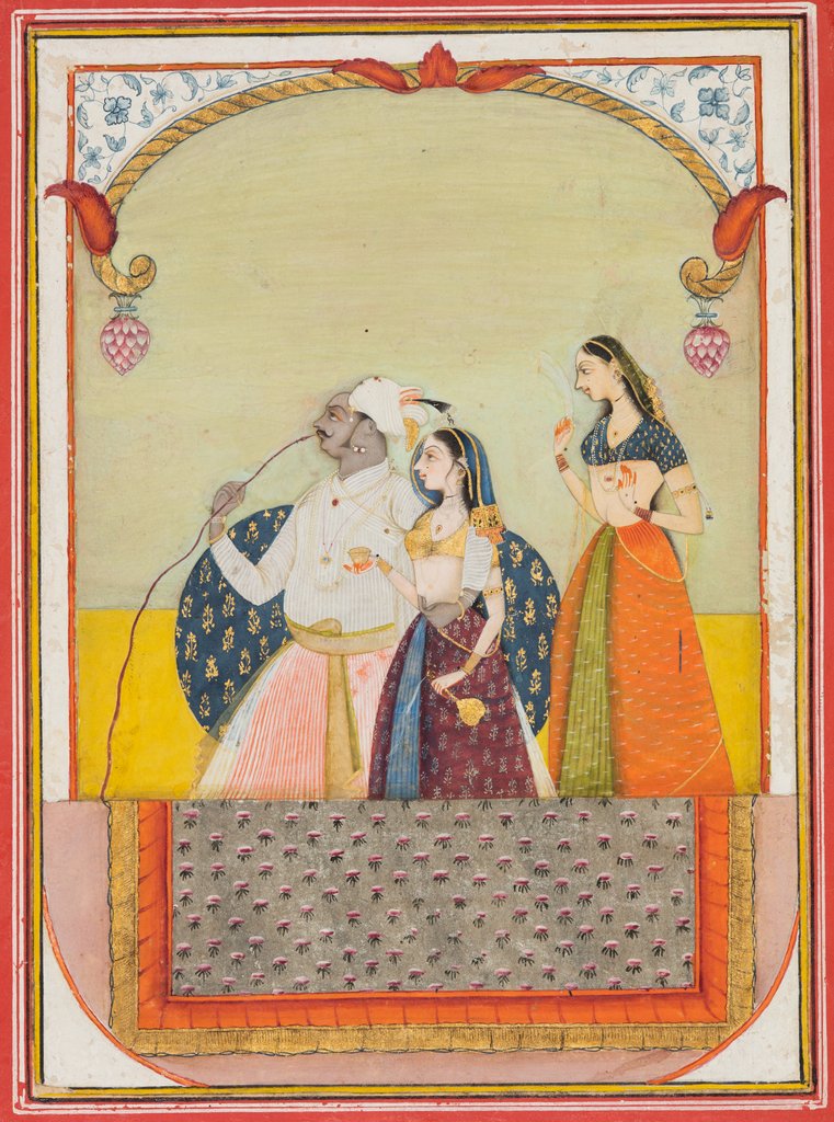 Detail of Maharaja Sri Anand Singhji and his consort, 1729 by Ustad Murad