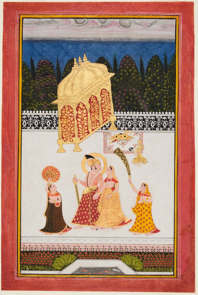Detail of Maharana Ari Singh and his consort on a terrace, c. 1761 by Unknown