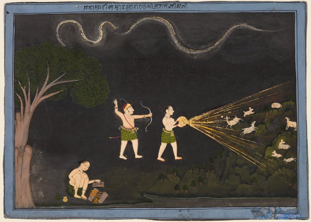 Detail of Maharana Jagat Singh dressed as a Bhil, hunting deer at night, c. 1735-40 by Unknown