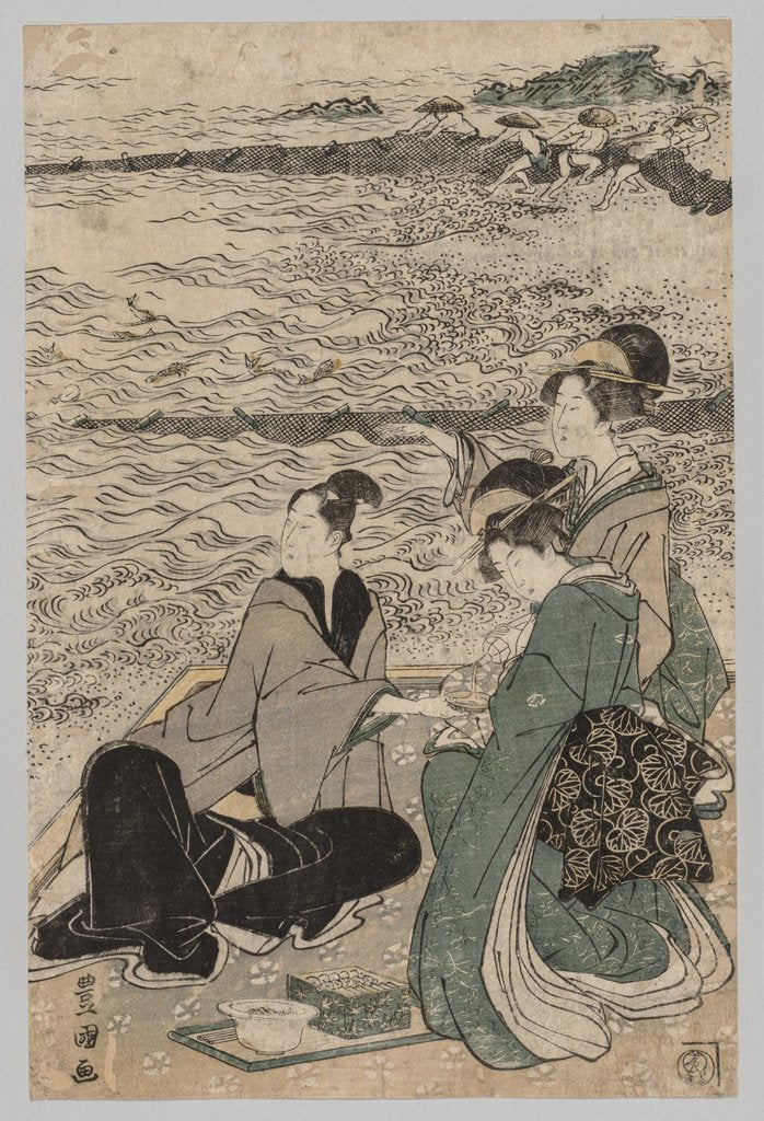 Detail of Man and Two Women at the Sea Shore, 1769-1825 by Utagawa Toyokuni