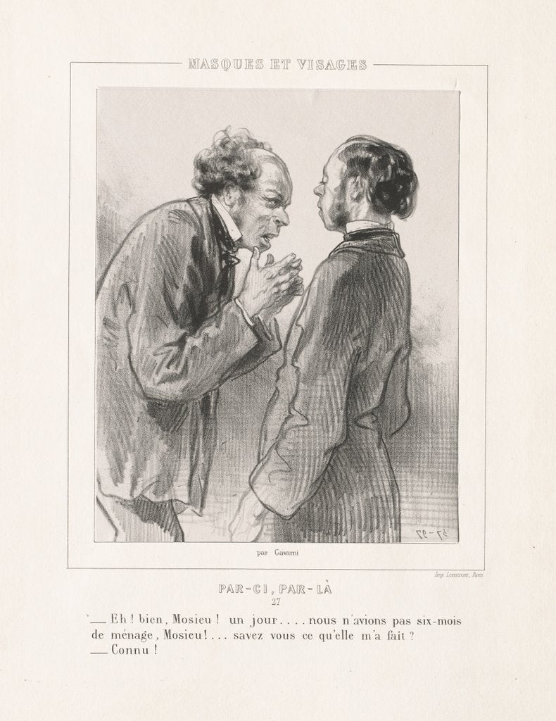 Detail of Masques et Visages: Par-ci, Par-la, 1850s by Paul Gavarni
