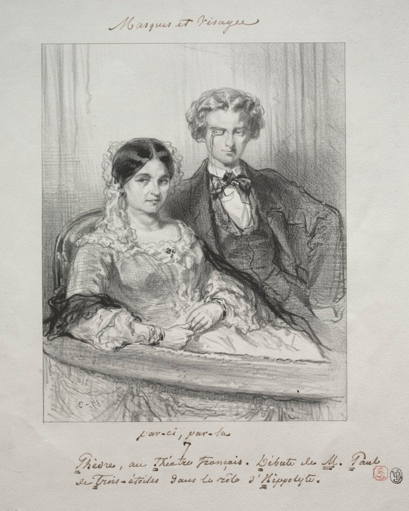 Detail of Masques et visages: Paric, par-la: Phèdre au Théâtre-Francais…, 1857-1858 by Paul Gavarni