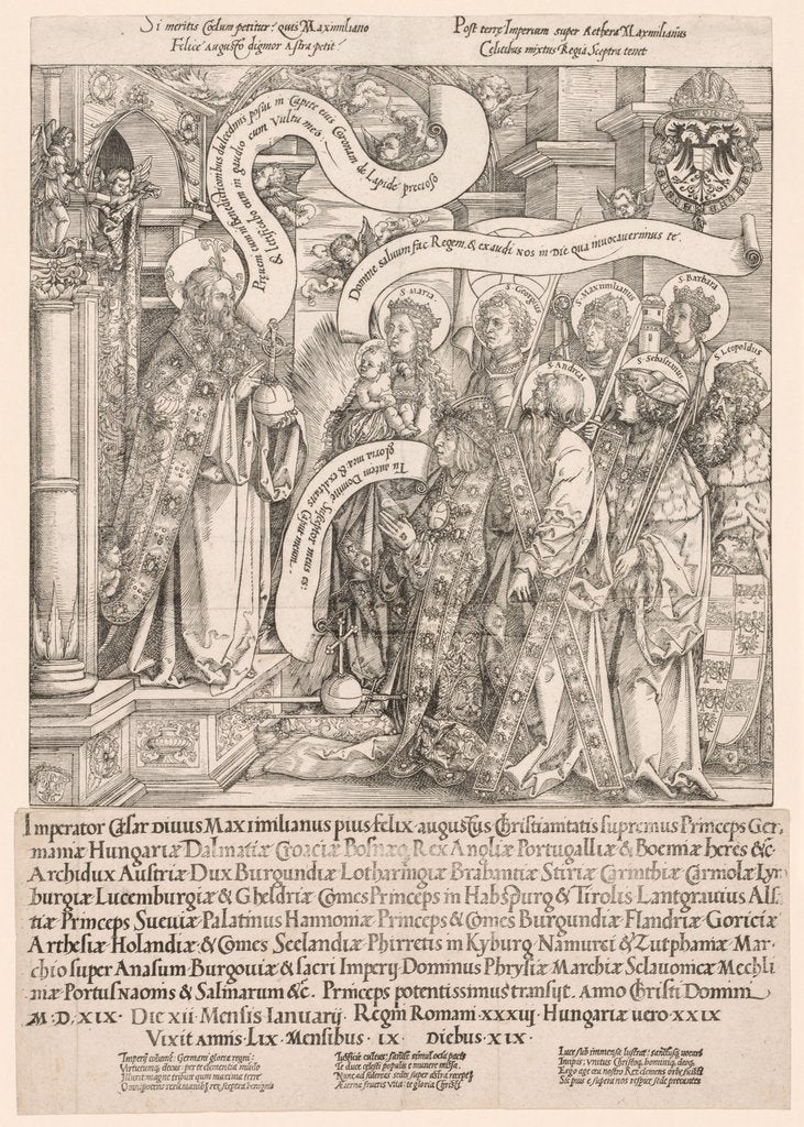 Detail of Maximilian Presented by His Patron Saints to the Almighty, 1519 by Hans Springinklee