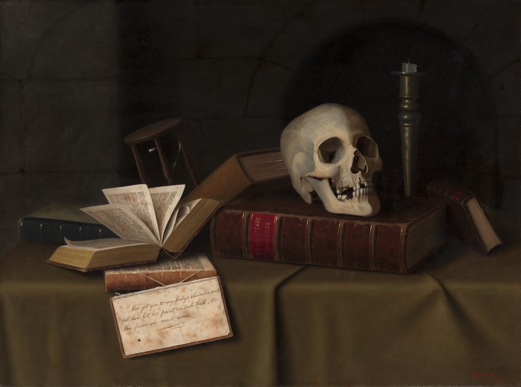 Detail of Memento Mori, 'To This Favour', 1879 by William Michael Harnett