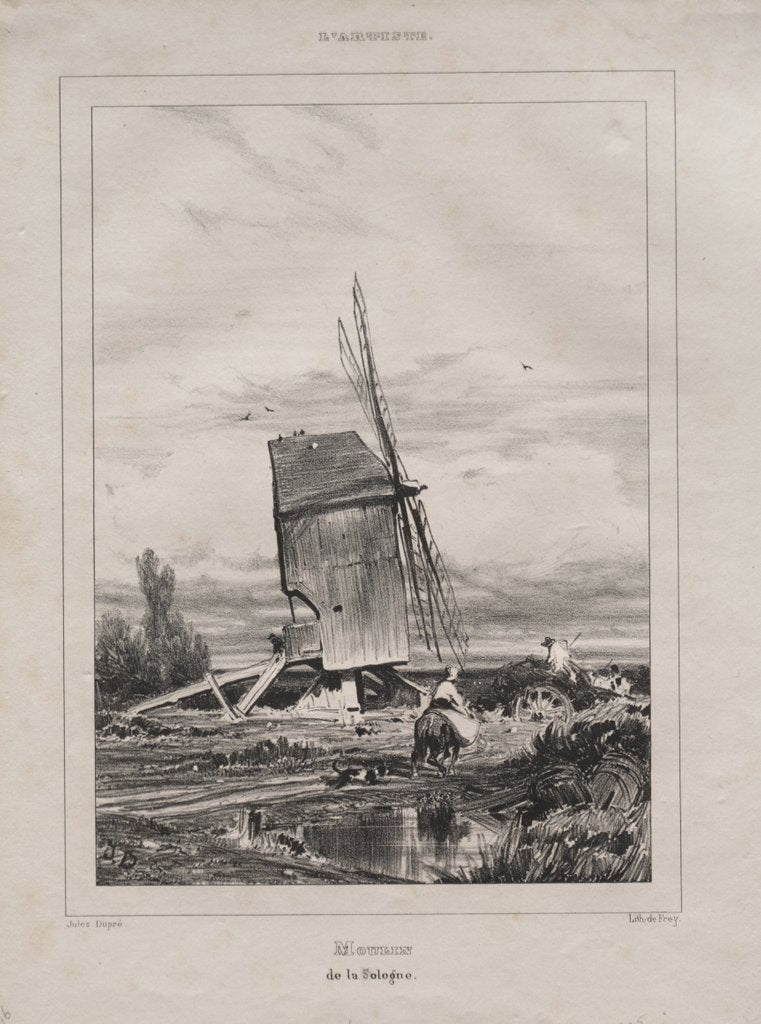Detail of Mill in the Sologne, France, 1835 by Jules Dupré