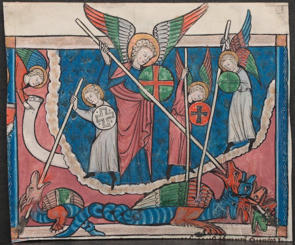 Detail of Miniature from a Manuscript of the Apocalypse: The War in Heaven, c. 1295 by Unknown