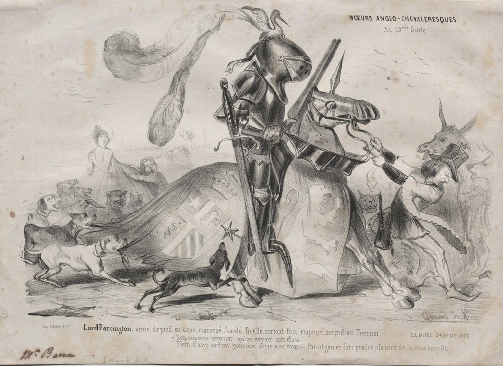 Detail of Moeurs Anglo-chevaleresques, 1839 by Edouard de N___; La Mode