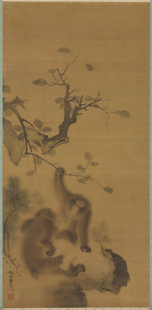 Detail of Monkeys on a Rock Ledge, 1615-1868 by Mori Sosen