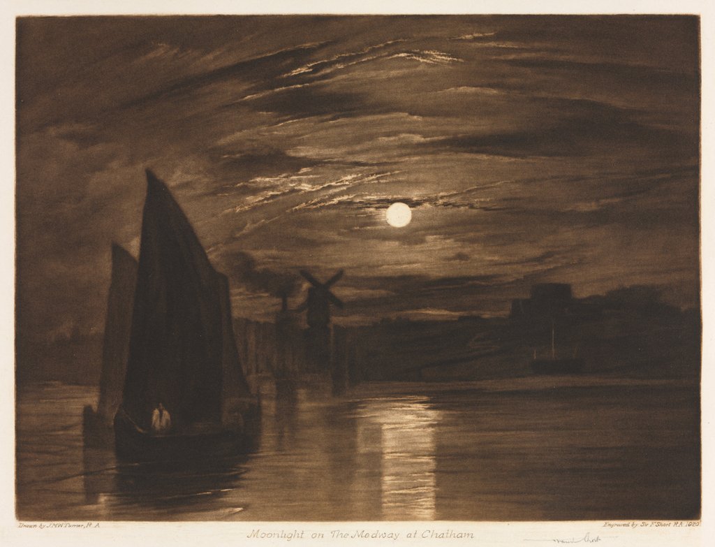 Detail of Moonlight on the Medway at Chatham, 1920 by Joseph Mallord William Turner