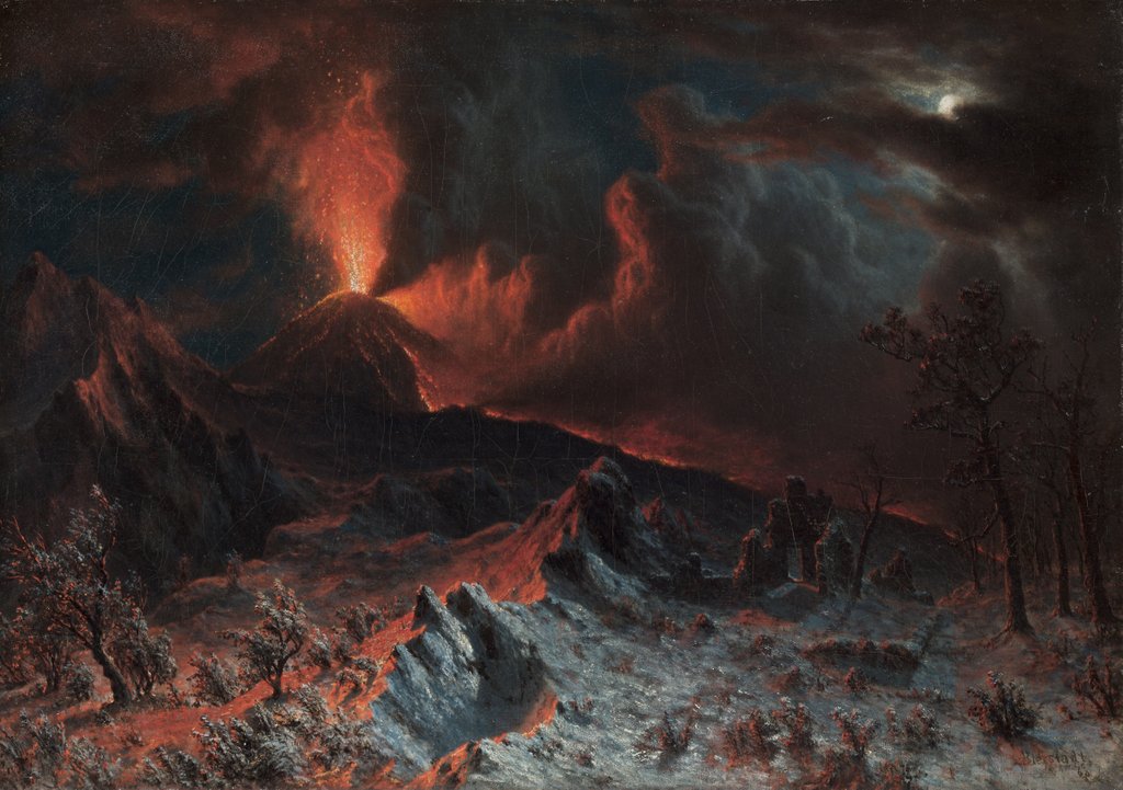 Detail of Mount Vesuvius at Midnight, 1868 by Albert Bierstadt