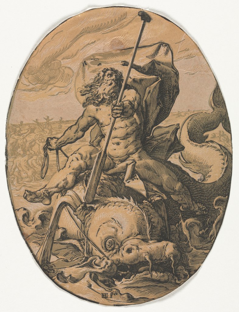 Detail of Neptune by Hendrick Goltzius