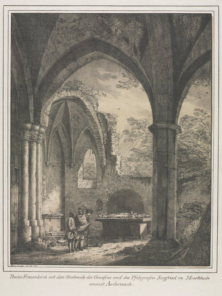 Detail of Notable Buildings of the Middle Ages in Germany: Ruins of the Church of the Virgin…, 1821 by Domenico Quaglio