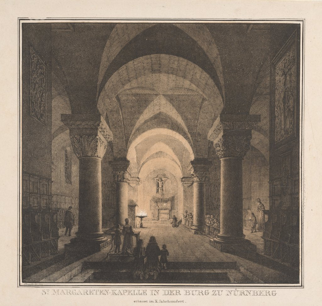 Detail of Notable Buildings of the Middle Ages in Germany: St. Margaret's Chapel in the Imperial…, 1819 by Domenico Quaglio
