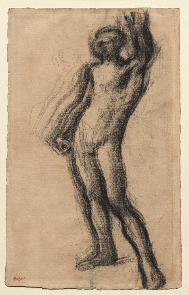 Detail of Nude Man Standing, with Left Hand Raised, c. 1900 by Edgar Degas