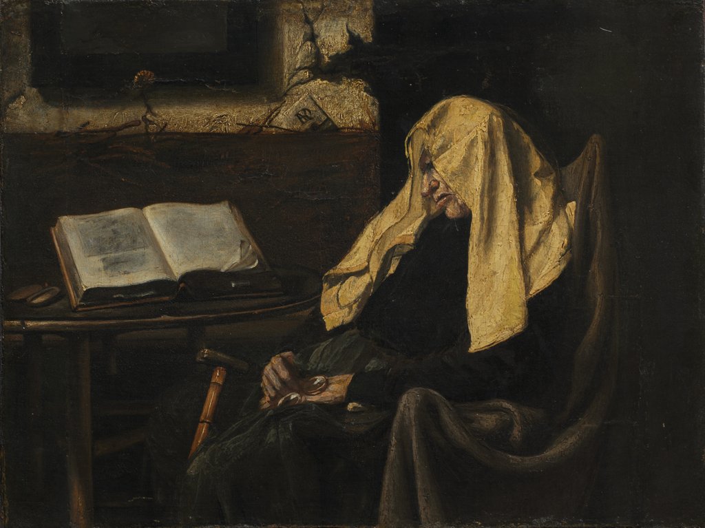 Detail of Old Woman Asleep, Mid 19th century by Unknown