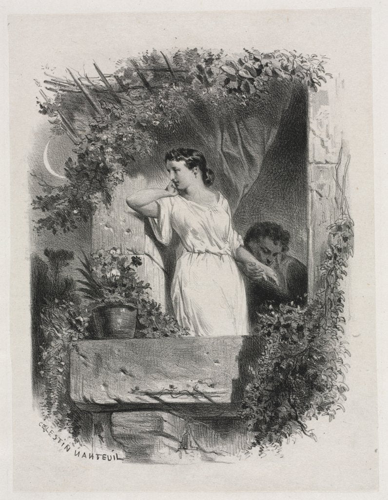Detail of On the Balcony, 1842 by Célestin François Nanteuil