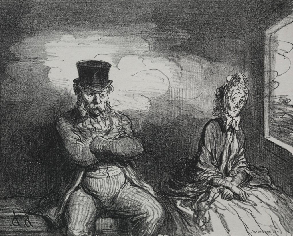 Detail of On the Train: A Pleasant Companion, 1862 by Honoré Daumier; Bertauts