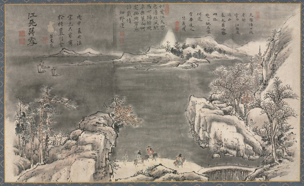Detail of One of Eight Views of Xiao and Xiang Rivers, 1788 by Tani Bunch?