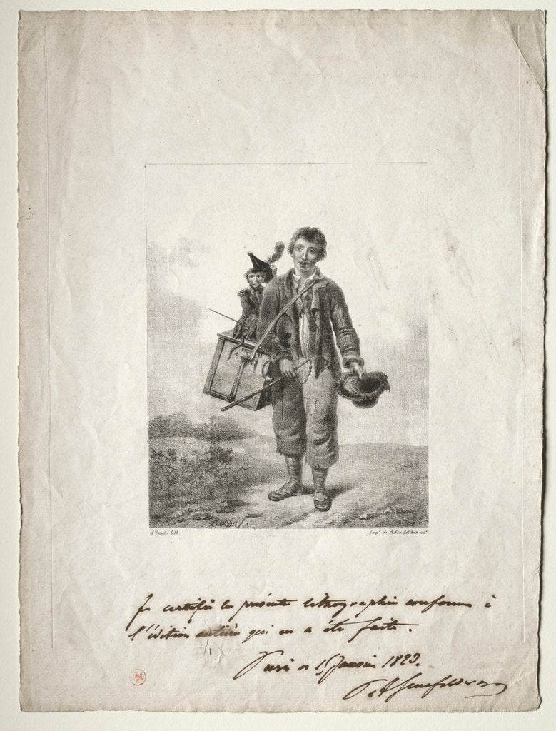 Detail of Organ-Grinder Boy by Alois Senefelder