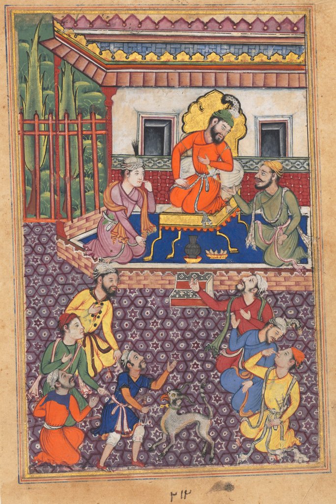 Detail of Page from Tales of a Parrot: Forty-sixth night: The court of the Raja of Ujjain, c. 1560 by Unknown